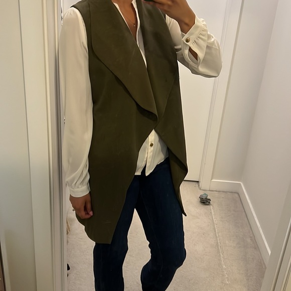 Sleeves Army Green Blazer-Vest - Picture 7 of 7